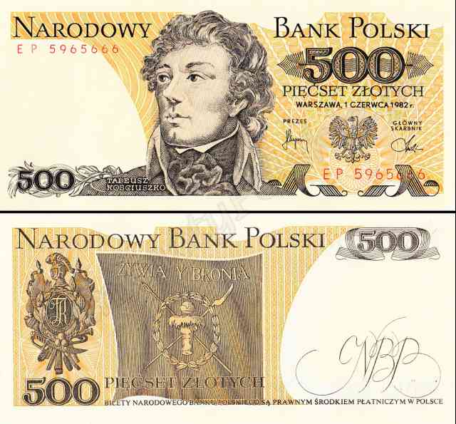 Banknot 500 zł 1982 rok