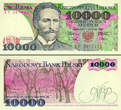 Banknot 10 000 zł 1988 rok