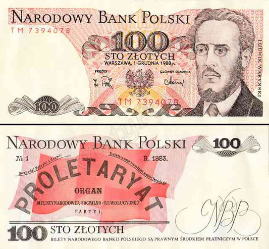 Banknot 100 zł 1988 rok