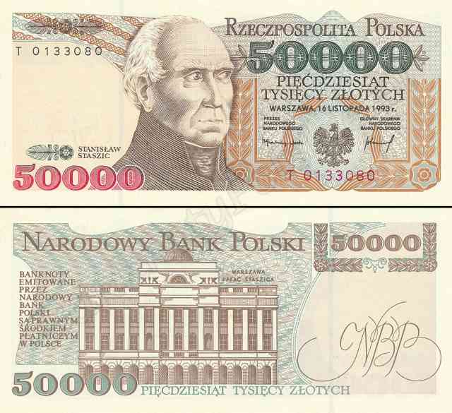 Banknot 50 000 zł 1993 rok