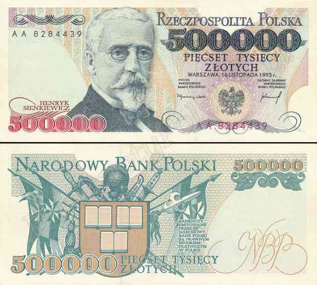 Banknot 500 000 zł 1993 rok