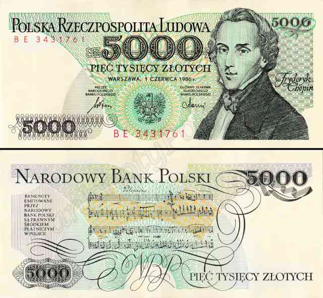 Banknot 5000 zł 1986 rok