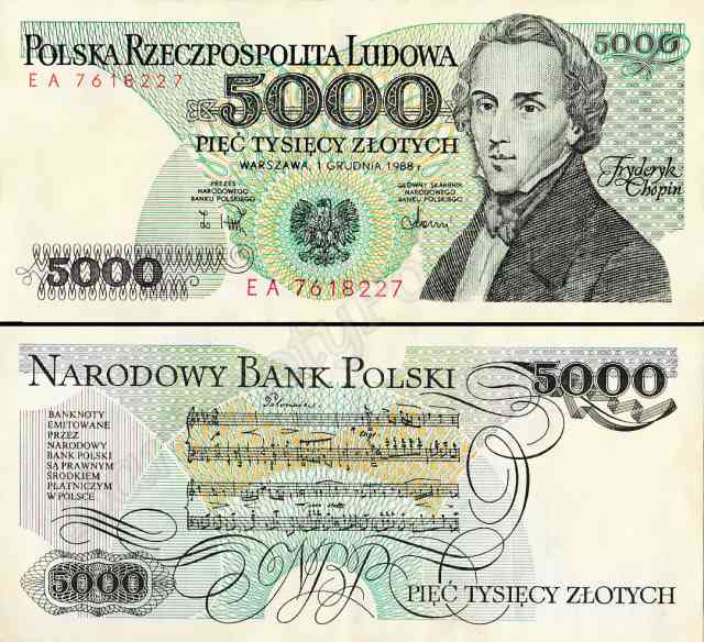 Banknot 5000 zł 1988 rok